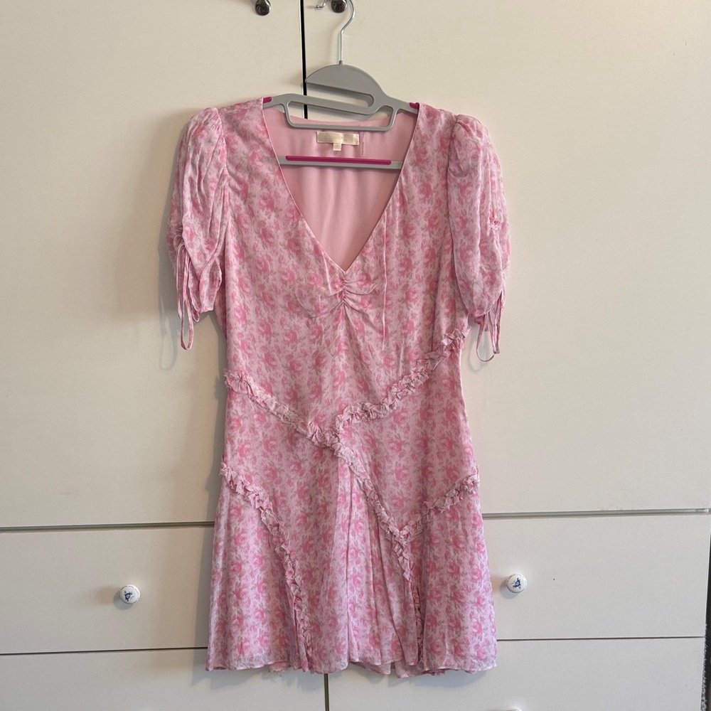 LoveShackFancy Pink Floral Mini Dress